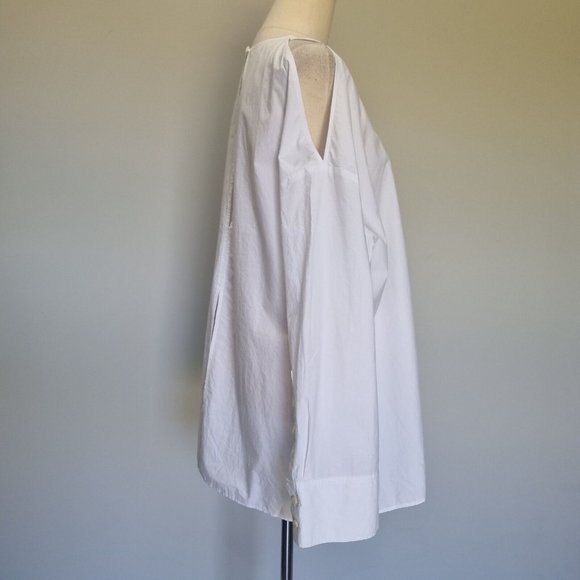 COS White Boxy Cotton Cold Shoulder Long Sleeve Blouse Size L - Picture 4 of 8